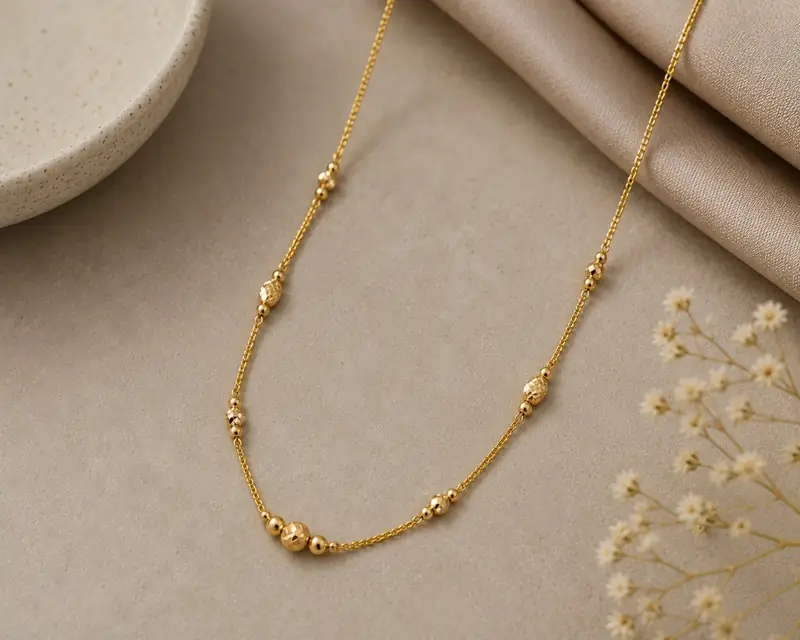 Faceted Bead Station Necklace - BBS GOLD wholesale collection