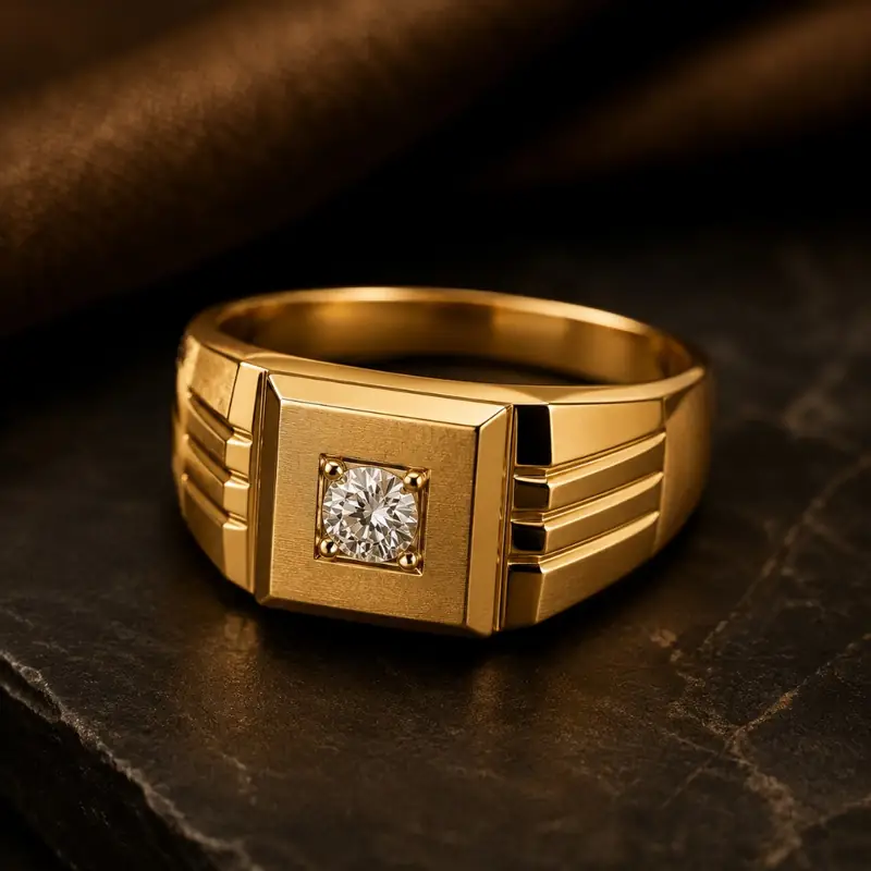 Men's Brushed Diamond Signet - BBS GOLD wholesale collection