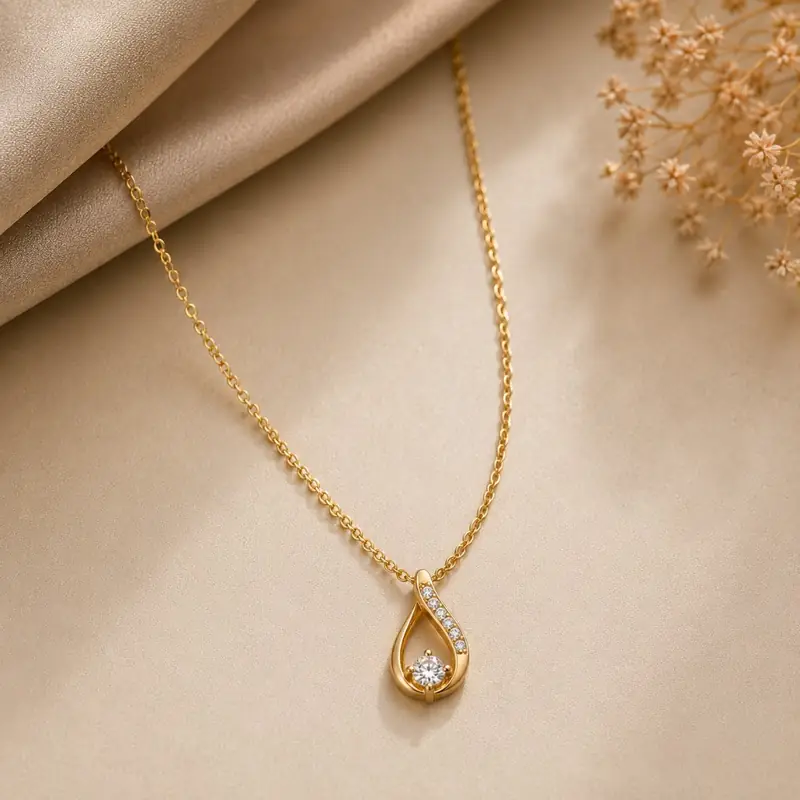Teardrop Loop Diamond Pendant - BBS GOLD wholesale collection