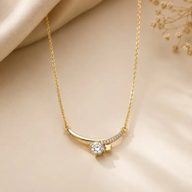 Curved Heart Diamond Pendant - BBS GOLD wholesale collection
